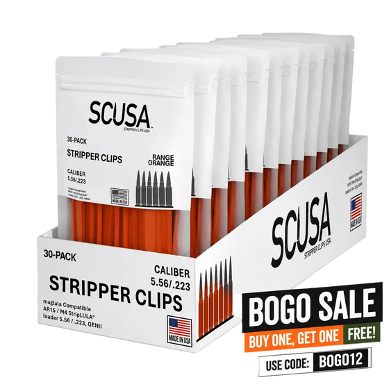 SCUSA range orange 5.56 stripper clips, case of 12 30-packs — image 1 of 7