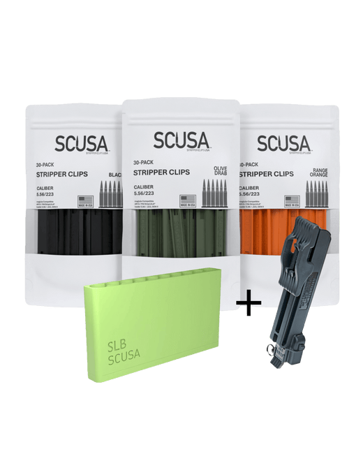 SCUSA ELITE Ready-to-Load Kit – 5.56 Stripper Clips + SLB Loading Block + StripLULA Speed Loader
