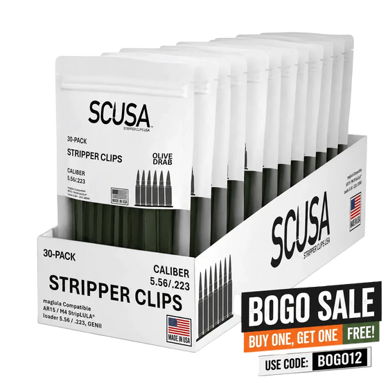 SCUSA olive 5.56 stripper clips, case of 12 30-packs — image 1 of 7